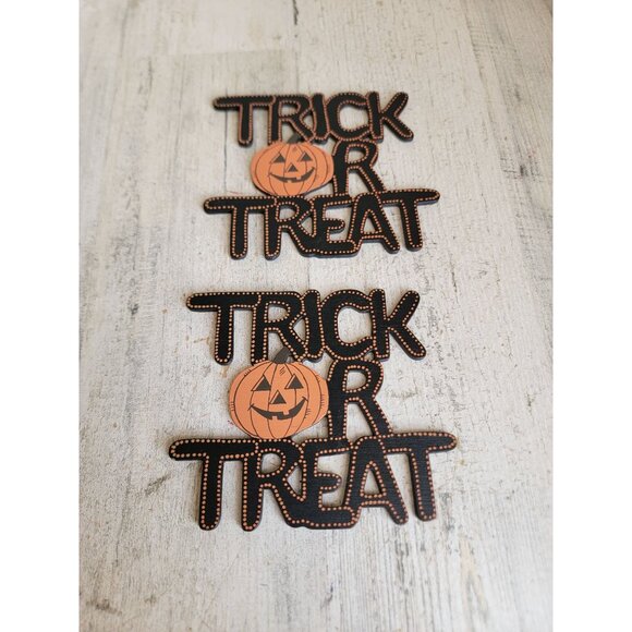 Trick or treat magnet wooden Halloween vintage home decor set - Picture 1 of 5